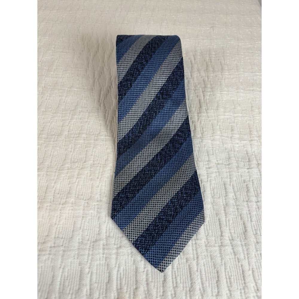Vintage RICHEL Textured Handmsde Multicolored Blue Striped Tie